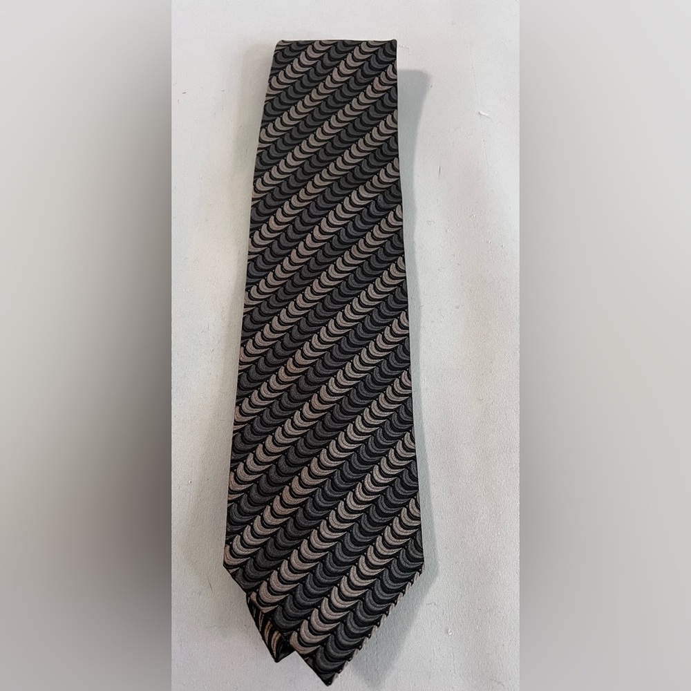 TINO COSMA‎ GRAY & BLACK VERTICAL Design 100% ITALIAN SILK NECK TIE